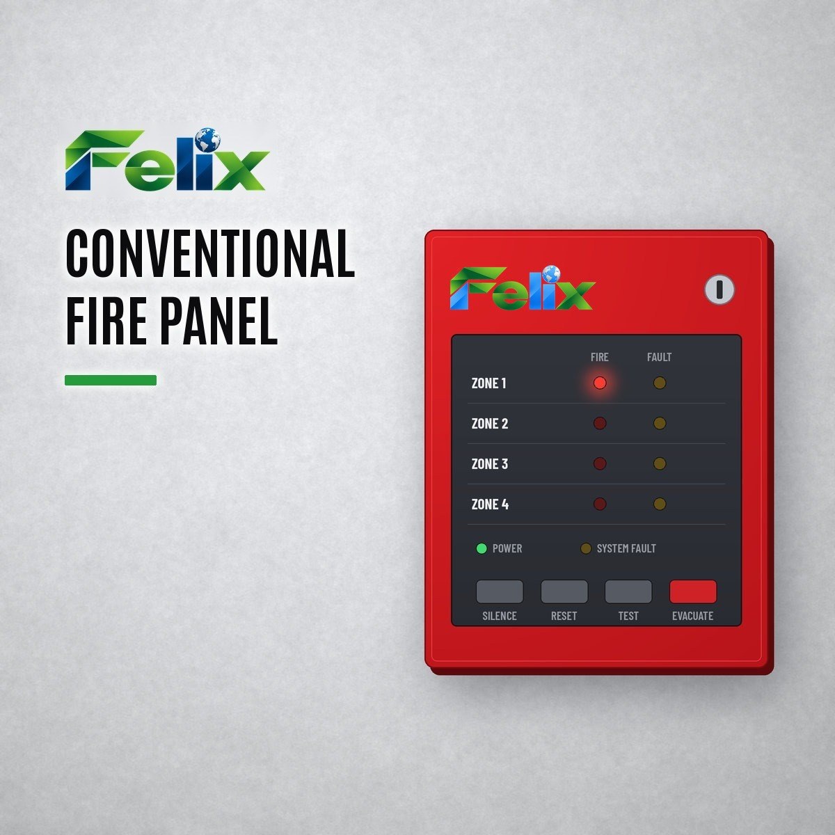 4-Zone Conventional Fire Alarm Panel